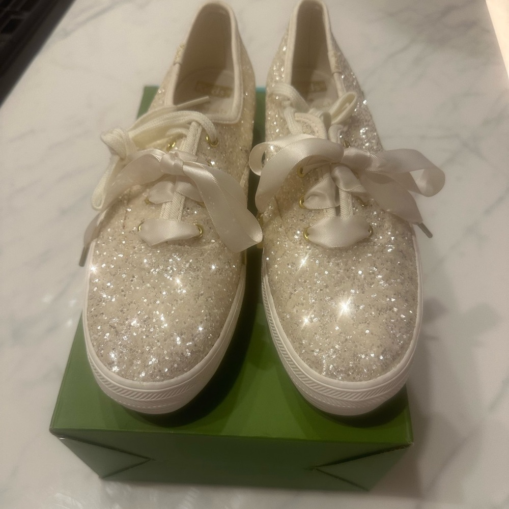 NWOT - Kate Spade Glitter Sneakers - Cream